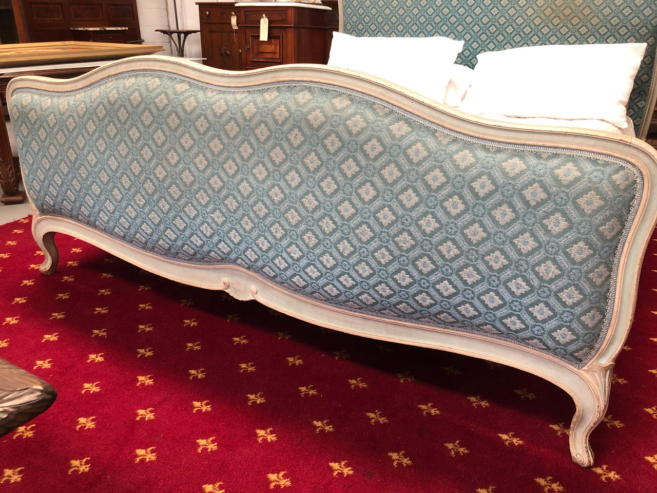 Painted Louis XV Style Upholstered Queen Size Bed | Antique & Vintage | Moonee Ponds Antiques | Australia Wide Delivery