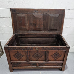 Early 19th Century Carved French Dark Oak Coffer | Antique & Vintage | Moonee Ponds Antiques | Australia Wide Delivery