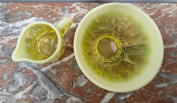 Rare Vaseline Glass Small jug and Sugar Bowl | Antique & Vintage | Moonee Ponds Antiques | Australia Wide Delivery