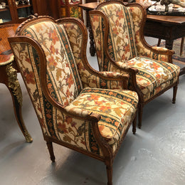 Lovely pair of French Upholstered Arm Chairs