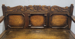 English Oak Tudor Style Hall Seat With Lift Up Top | Antique & Vintage | Moonee Ponds Antiques | Australia Wide Delivery