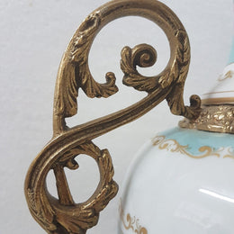 French White and Turquoise Ace Decor De Paris Porcelain Vase