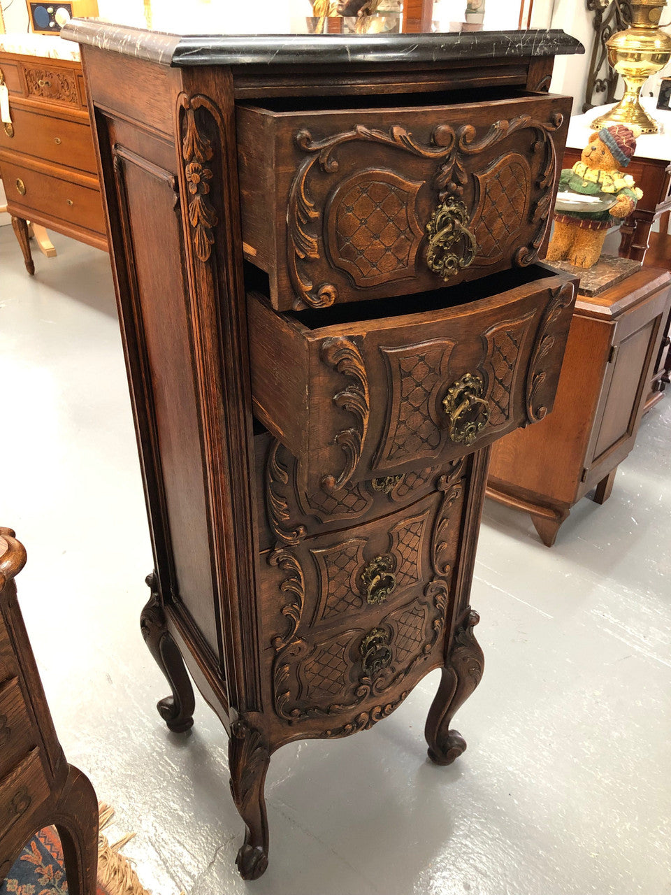 Beautiful Antique Carved Chest Of Five Drawers | Antique & Vintage | Moonee Ponds Antiques | Australia Wide Delivery