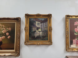 French Antique Oil On Canvas "Garden Scene" In Decorative Gilt Frame | Antique & Vintage | Moonee Ponds Antiques | Australia Wide Delivery