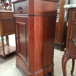 French Flame Mahogany Marble Top Cabinet
