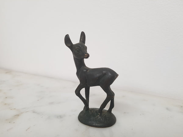 Signed Miniature Bronze Deer