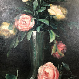 Charming oil painting of roses, signed and beautifully framed. In good original condition.
