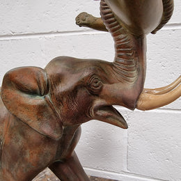 "Irenee Rochard" Art Deco Elephant and Panther statue on a beautiful marble base. Signed on the Elephants leg and sourced from France. It is in good original detailed condition.