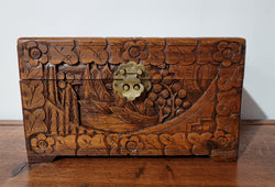Small Chinese Carved Camphor Wood Jewellery Box | Antique & Vintage | Moonee Ponds Antiques | Australia Wide Delivery