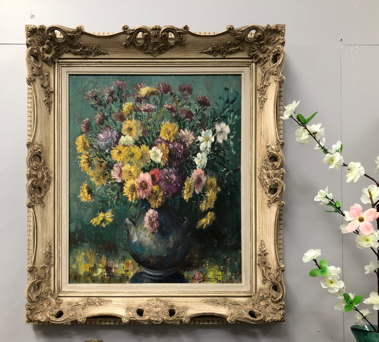 Lovely Vintage French Oil On Canvas