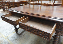 1860's French Oak Gothic Style Two Drawer Desk | Antique & Vintage | Moonee Ponds Antiques | Australia Wide Delivery