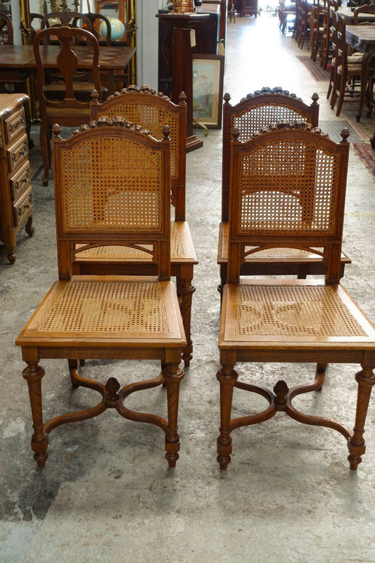 Set Four Antique French Oak Chairs
