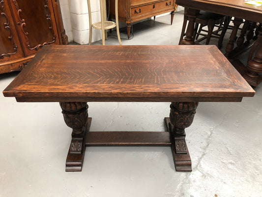 Vintage French Oak Bulbous Stretcher Base Coffee Table