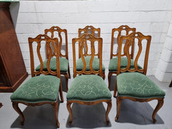 Set of Six French Style Oak Decorative Upholstered Seat Dining Chairs | Antique & Vintage | Moonee Ponds Antiques | Australia Wide Delivery
