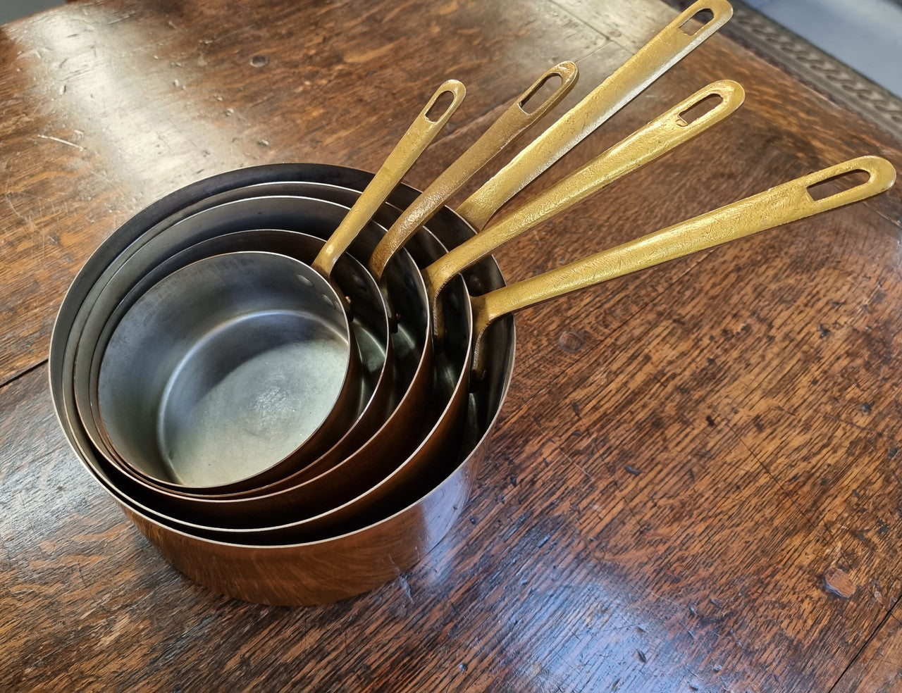 Set of Five French Vintage Copper & Brass Pots | Antique & Vintage | Moonee Ponds Antiques | Australia Wide Delivery
