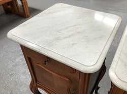 Pair Of French Walnut Marble Top Bedsides | Antique & Vintage | Moonee Ponds Antiques | Australia Wide Delivery