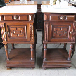 Pair French Walnut Bedside Cabinets