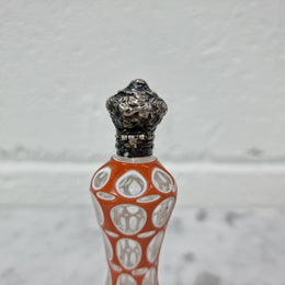 Rare Antique 19th century French silver top and double overlay glass scent bottle. Internal stopper intact and is in good original condition, please view photos as they help form part of the description.
