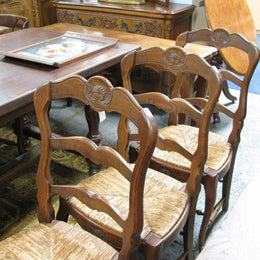 Set of 6 Solid French Oak Chairs-1