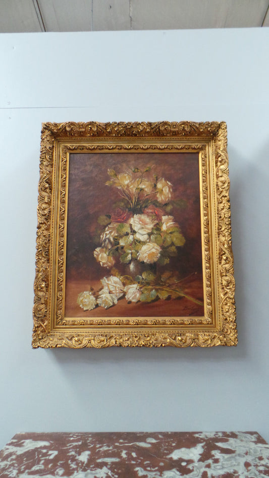 Framed Floral Oil On Canvas