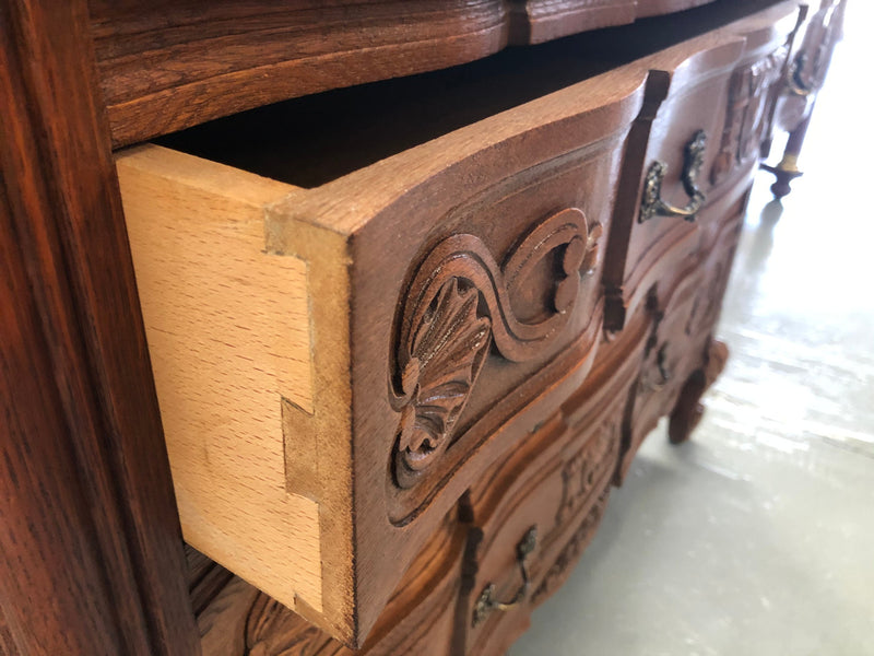 French Walnut Carved Chest Of Drawers