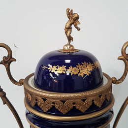 French Three-piece Sevres Style Porcelain Vase