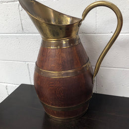 French Oak coopered with copper large wine jug. In good original condition.