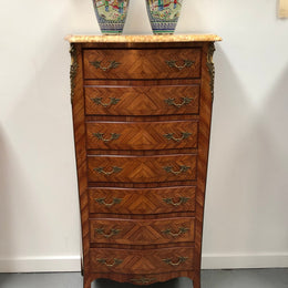 Kingwood Louis XV Inlaid Marble Top Semainier