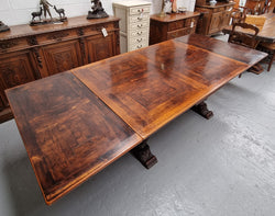 Renaissance Style Oak Extension Table with Parquetry Top & Twin Pedestal Base | Antique & Vintage | Moonee Ponds Antiques | Australia Wide Delivery