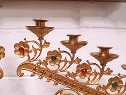 Pair Of Highly Decorative French Gilt Brass & Jeweled Candelabras | Antique & Vintage | Moonee Ponds Antiques | Australia Wide Delivery