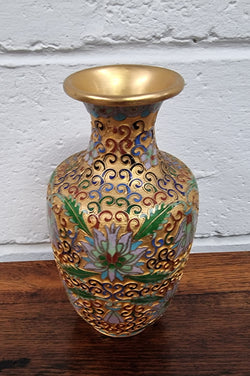Especially Attractive Cloisonné Vase in Soft Coloured Enamels & Gilt | Antique & Vintage | Moonee Ponds Antiques | Australia Wide Delivery