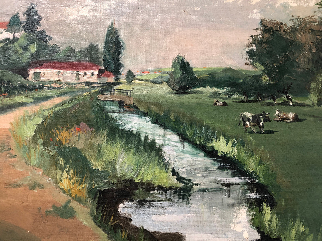 Beautiful French Signed Oil on Canvas of a Country Scene | Antique & Vintage | Moonee Ponds Antiques | Australia Wide Delivery