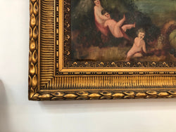 Large French Oil On Canvas Of Romantic Scene With Cherubs | Antique & Vintage | Moonee Ponds Antiques | Australia Wide Delivery