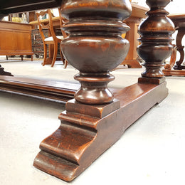 Large Rustic French Oak Parquetry Top Extending Table