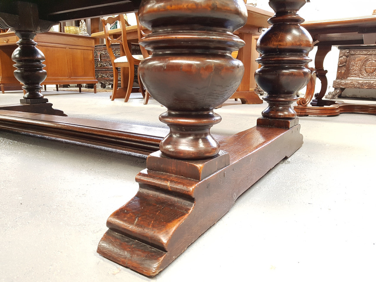 Large Rustic French Oak Parquetry Top Extending Table