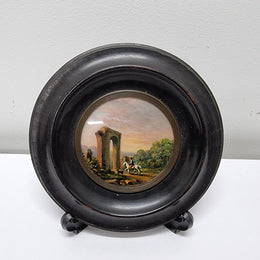 Lovely Victorian hand painted miniature landscape. Please note stand is not included. It is in good original condition and has been sourced locally. Please view photos as they help form part of the description.