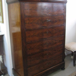 French Flame Mahogany Chest of Drawers
