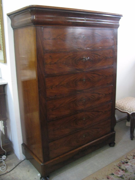 French Flame Mahogany Chest of Drawers