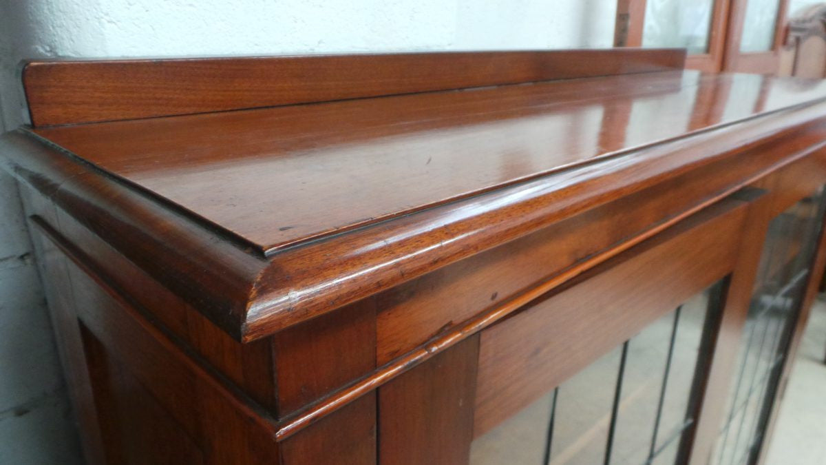 Australian Black wood Leadlight Cabinet | Antique & Vintage | Moonee Ponds Antiques | Australia Wide Delivery