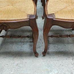 Set of Six French Oak Dining Chairs-2