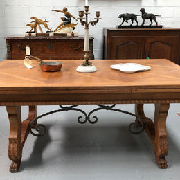 French Oak Spanish Style Extension Table