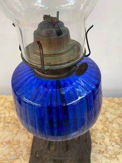 Victorian Blue Glass Kero Lamp | Antique & Vintage | Moonee Ponds Antiques | Australia Wide Delivery