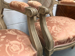 Pair Of French Louis XV Style Cane Back and Upholstered Seat Fauteuils | Antique & Vintage | Moonee Ponds Antiques | Australia Wide Delivery