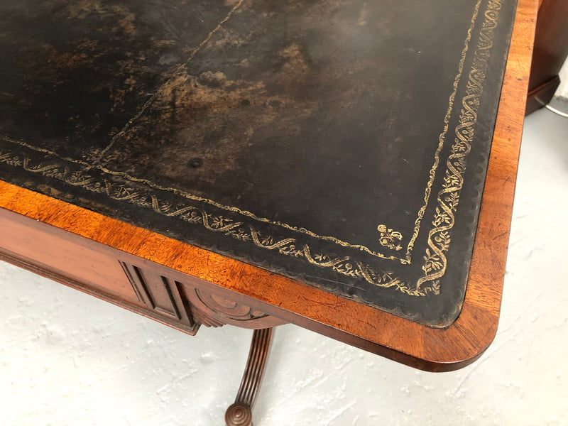 Regency Style 19th Century Leather Top Bureau