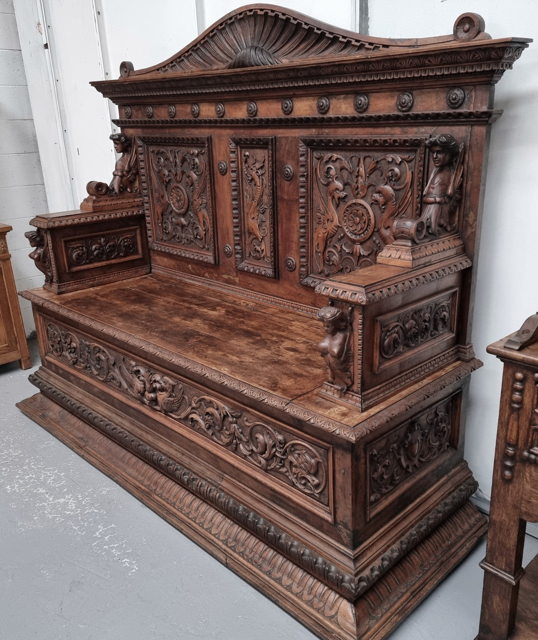 18th Century Carved Italian Renaissance Style Hall Seat | Antique & Vintage | Moonee Ponds Antiques | Australia Wide Delivery