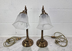 Pair of French Antique Style Table Lamps With Glass Shades | Antique & Vintage | Moonee Ponds Antiques | Australia Wide Delivery
