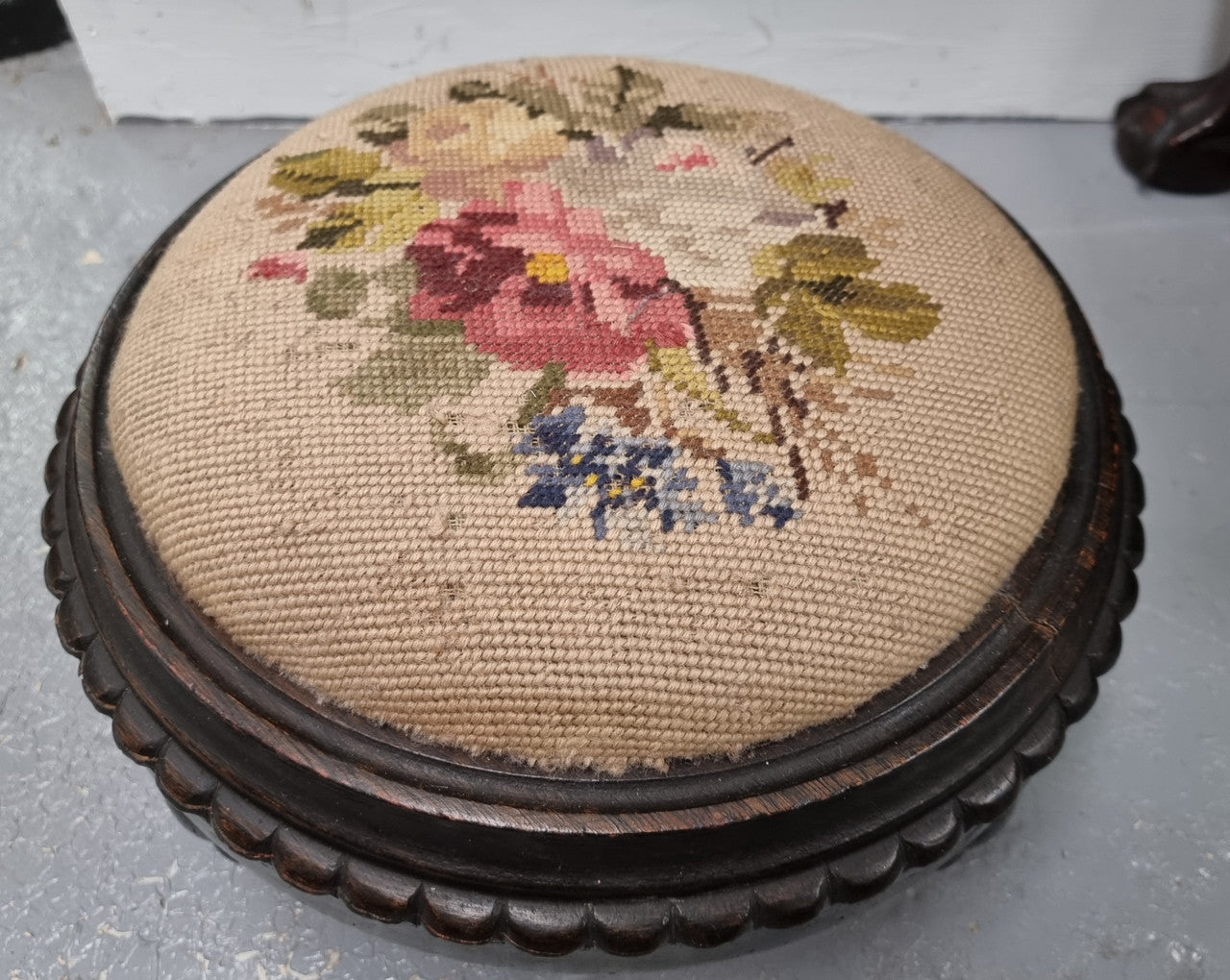 Lovely Edwardian Tapestry Foot Stool | Antique & Vintage | Moonee Ponds Antiques | Australia Wide Delivery