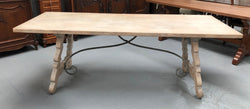 Limed French Oak Farmhouse Table With Decorative Iron Base | Antique & Vintage | Moonee Ponds Antiques | Australia Wide Delivery