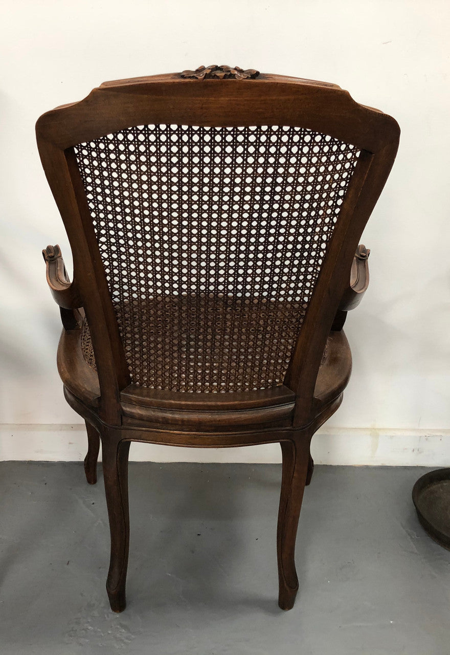 Beautiful Pair Of French Walnut Cane Chairs