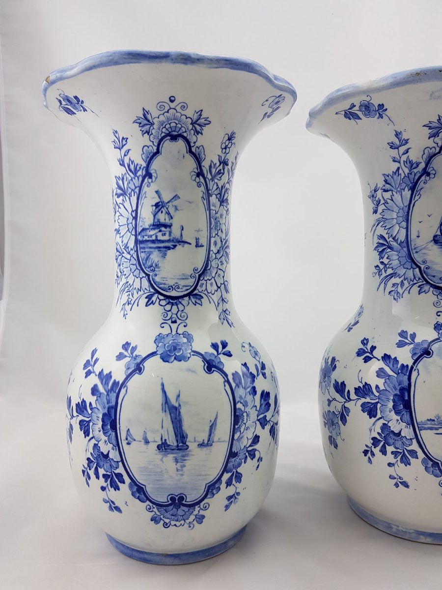 Pair Delftware Vases | Antique & Vintage | Moonee Ponds Antiques | Australia Wide Delivery